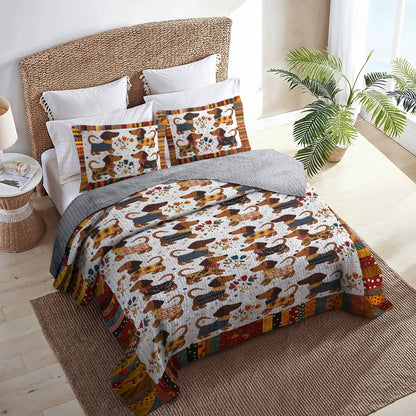 Shineful All Season Quilt 3-Piece Set Sweet Dachshund Lovely