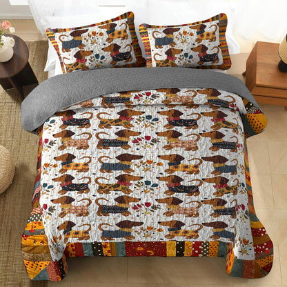 Shineful All Season Quilt 3-teiliges Set Sweet Dachshund Lovely