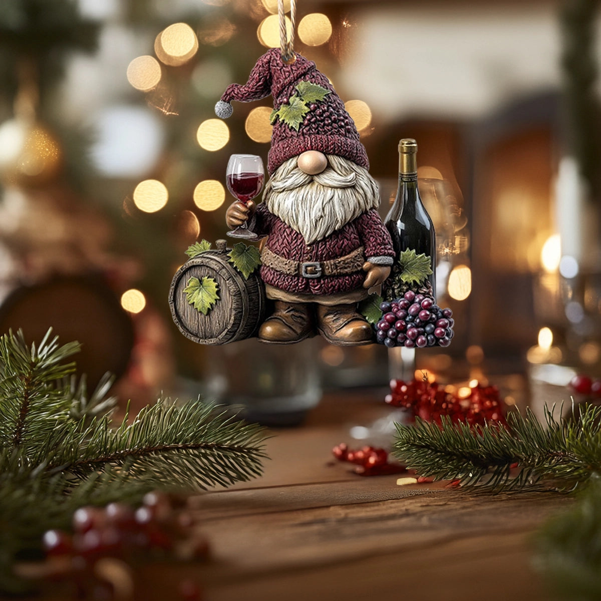 Shineful Acrylic Ornament Vineyard Gnome Holiday