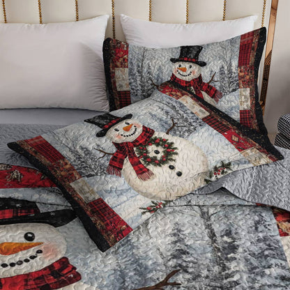 Shineful All Season Quilt 3-Piece Set Grinning Snowman