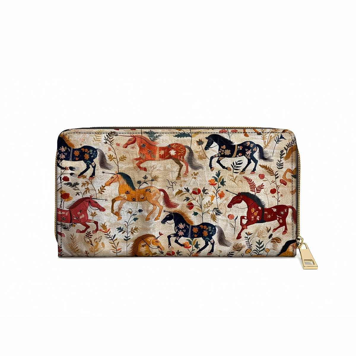 Shineful Leather Clutch Purse With Wristlet Strap Handle Wild Gallop