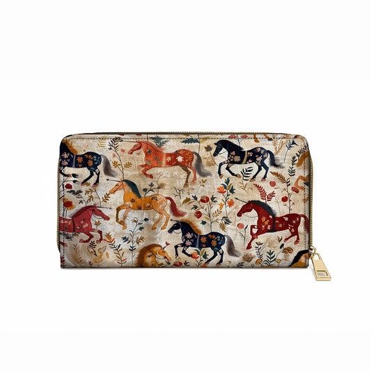 Shineful Leather Clutch Purse With Wristlet Strap Handle Wild Gallop