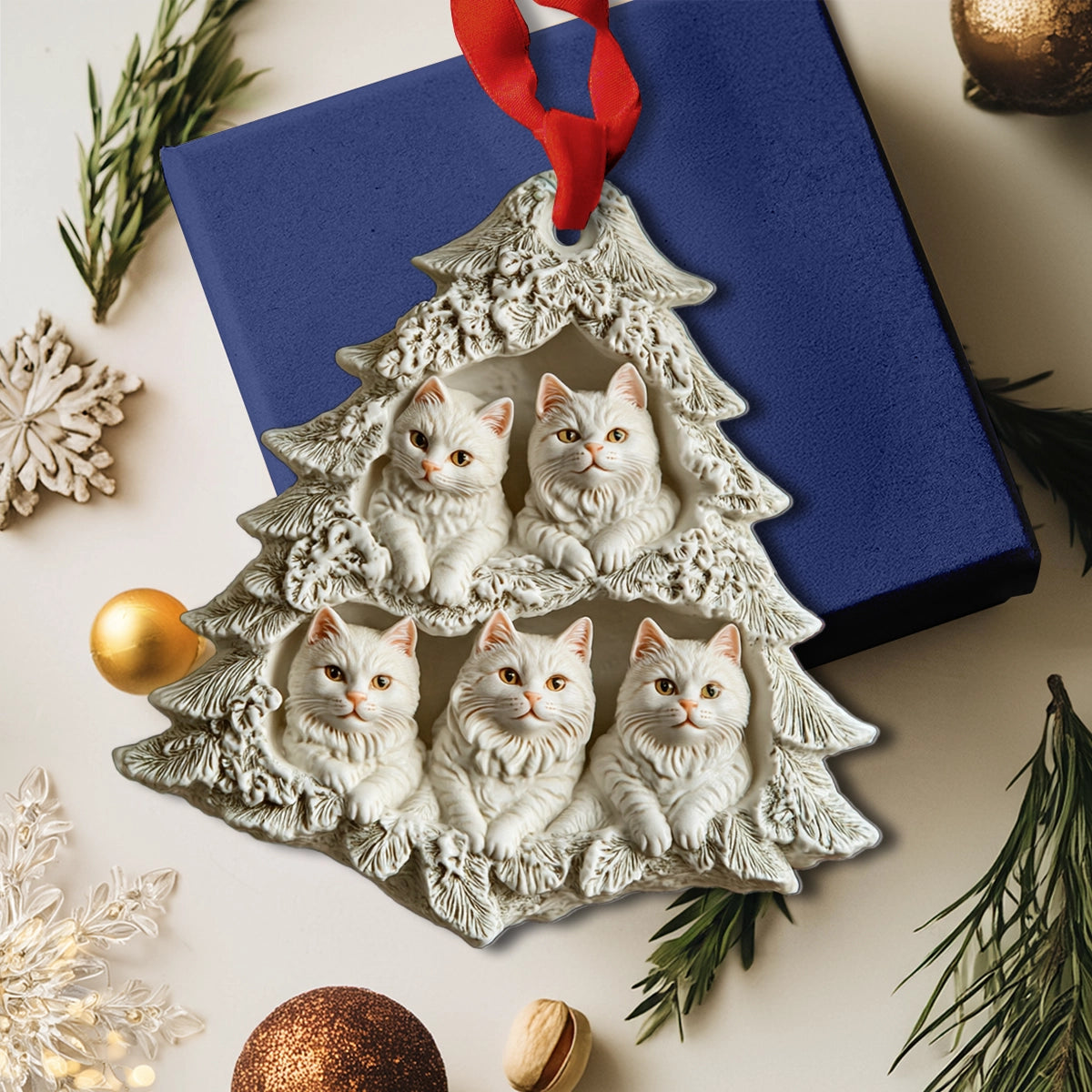 Shineful 2D Acrylic Ornament Winter Wonderland Cat Tree