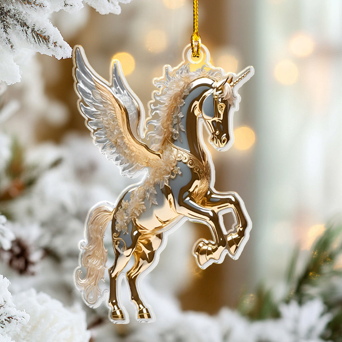 Shineful 2D Acrylic Ornament - Golden Unicorn