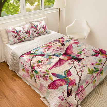 Shineful All Season Quilt 3-Piece Set Blossom Hummingbird