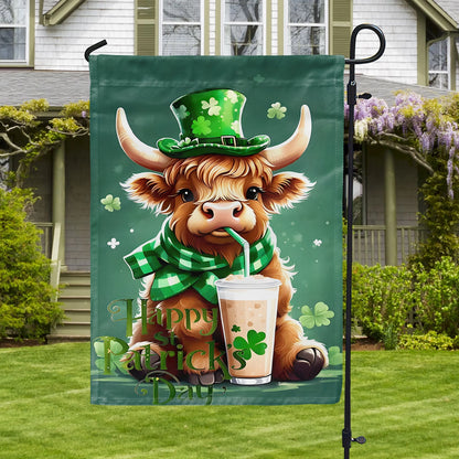 Shineful Garden Flag 12" x 18" Highland Cow Café Charm