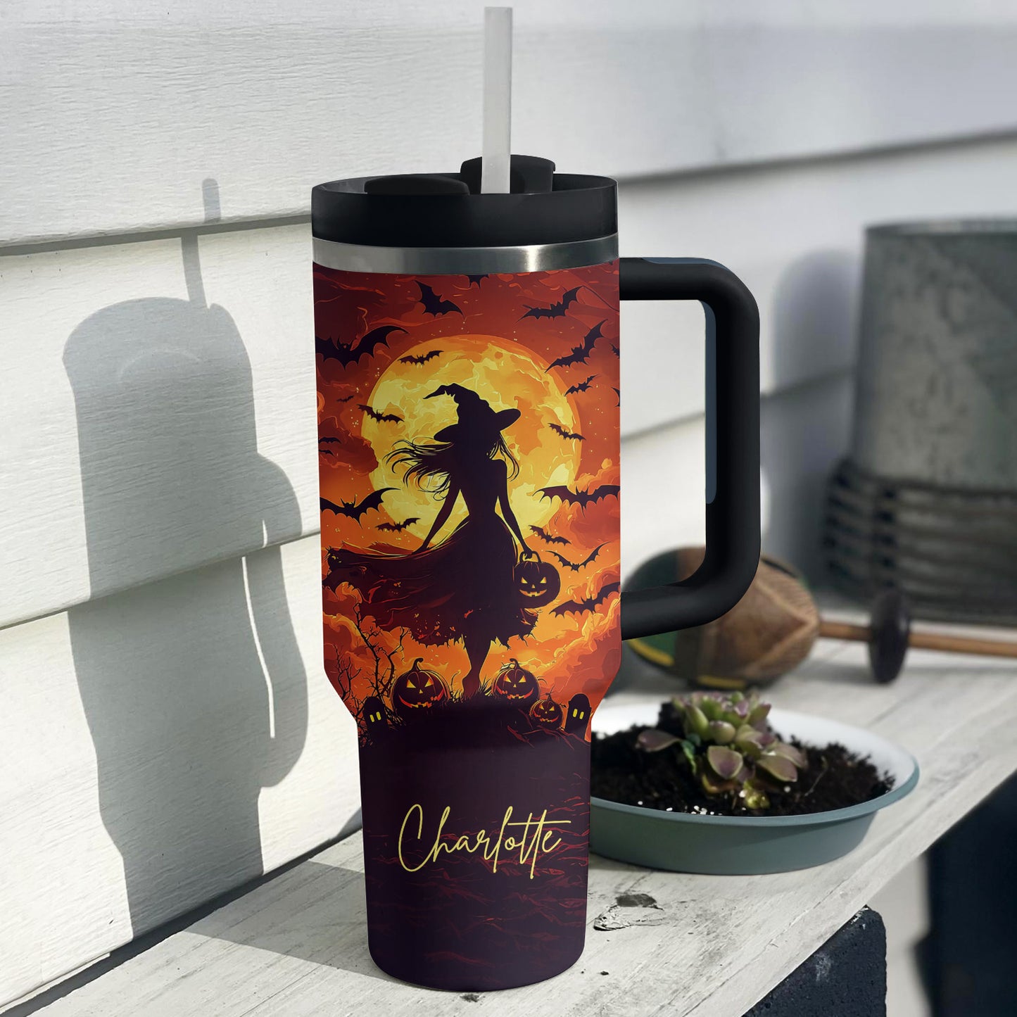 Shineful Tumbler Personalized Silhouette Of Witch