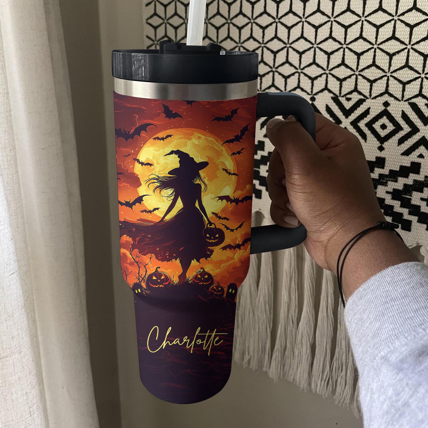 Shineful Tumbler Personalized Silhouette Of Witch