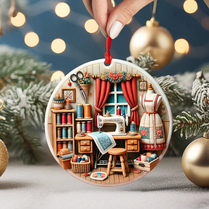 Shineful 2D Acrylic Ornament Cozy Sewing Corner