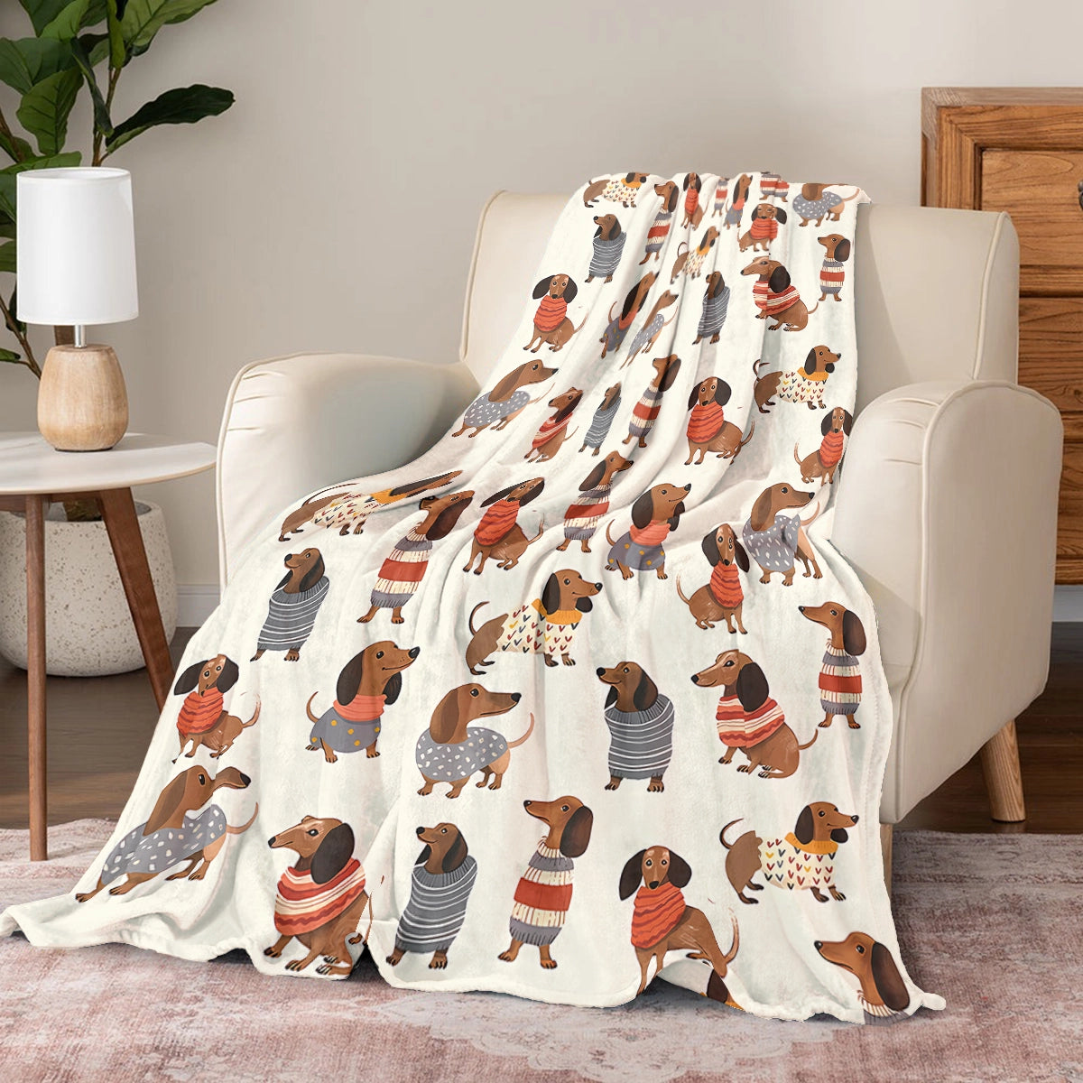 Shineful Fleece Blanket Dachshund Cute