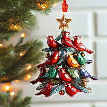 Shineful 2D Acrylic Ornament Cardinal Christmas Tree