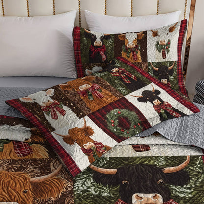 Shineful All Season Quilt 3-Piece Set - Highland Cow Cozy Patch