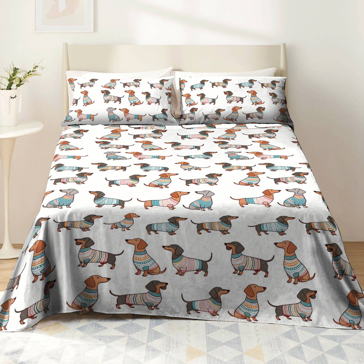 Shineful 4-Piece Bed Sheet Set Playful Dachshunds