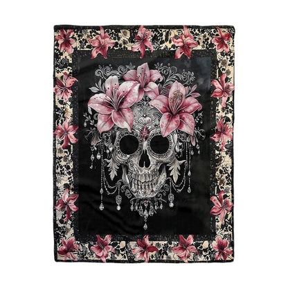 Shineful Fleece Blanket Beautiful Sugar Skull With Lilies