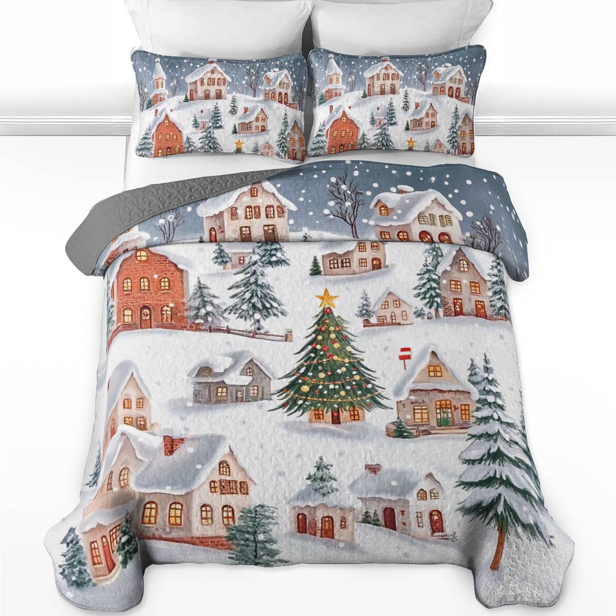 Shineful All Season Quilt 3-Piece Set Christmas Hometown Love