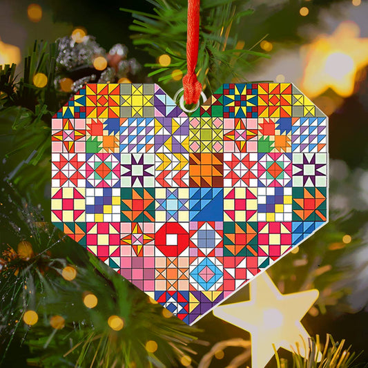 Shineful Acrylic Ornament Quilt Block Heart