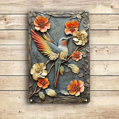 Shineful 2D Metal Sign Hummingbird Blossom