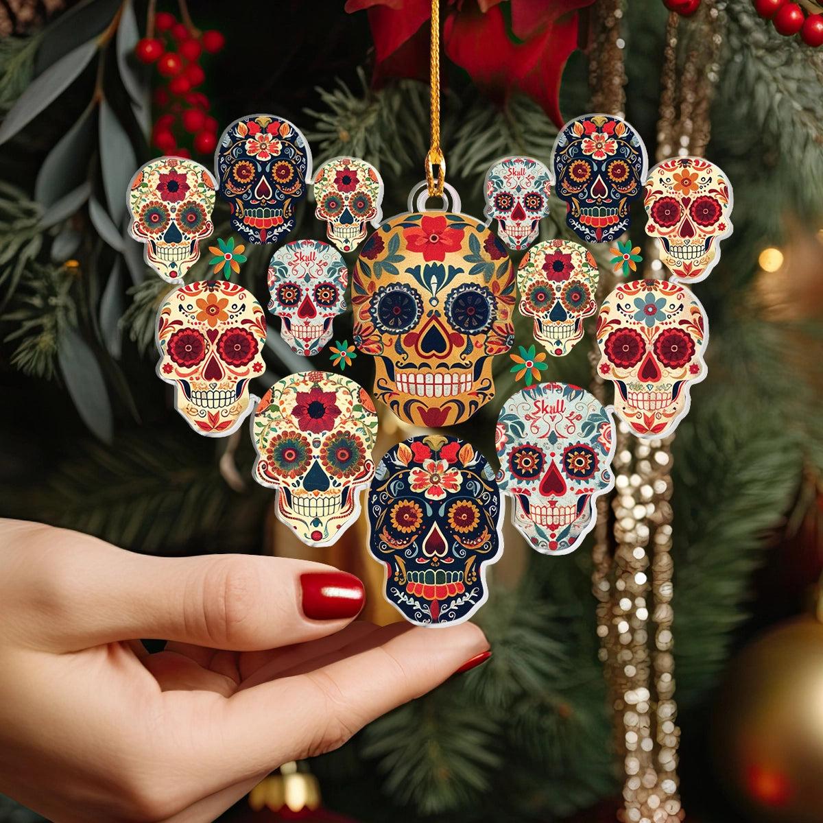 Shineful 2D Acrylic Ornament Vibrant Skull