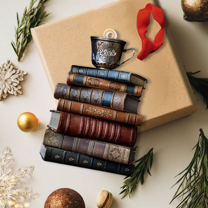 Shineful Personalized 2D Acrylic Ornament - Vintage Books & Coffee