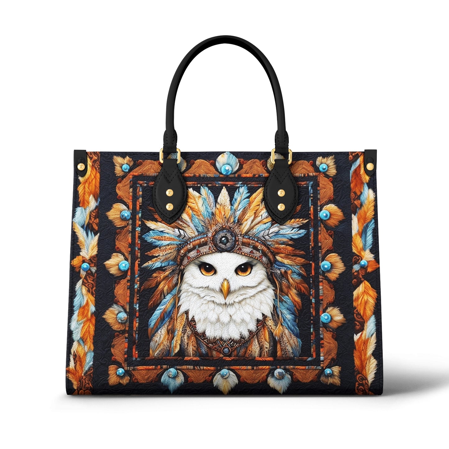 Shineful Leather Bag Tribal Owl Elegance