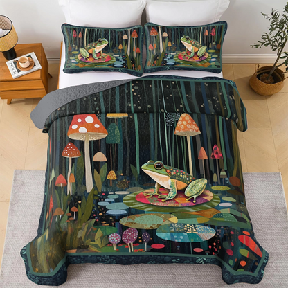 Shineful All Season Quilt 3-Piece Set Frog Enchanting Woodland