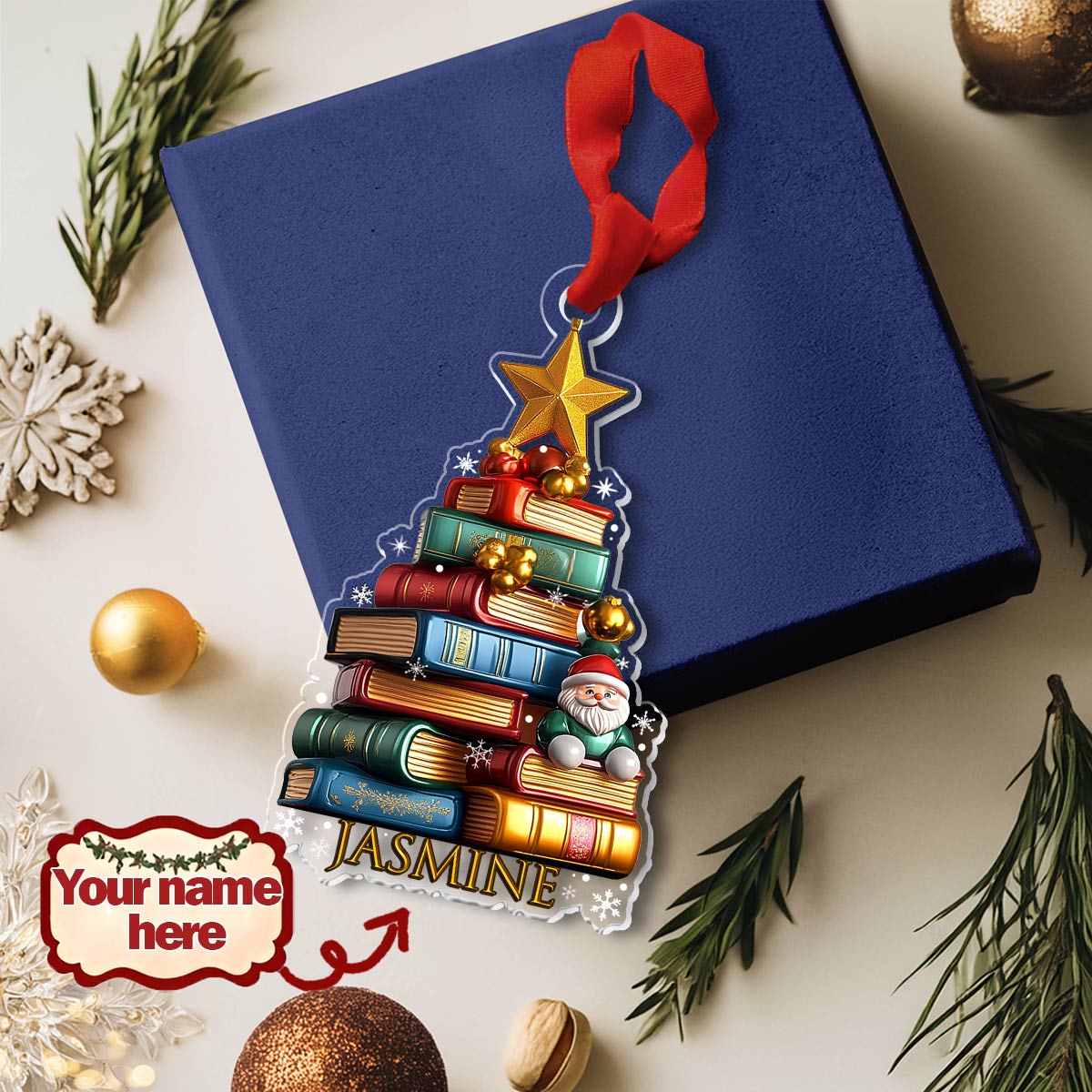 Shineful 2D Acrylic Ornament Personalized Book Tree