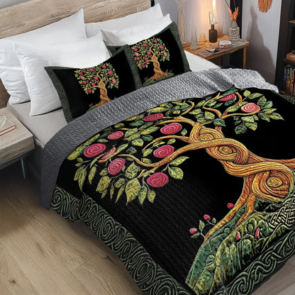 Shineful All Season Quilt 3-Piece Set - Irish Celtic Apple Blossom