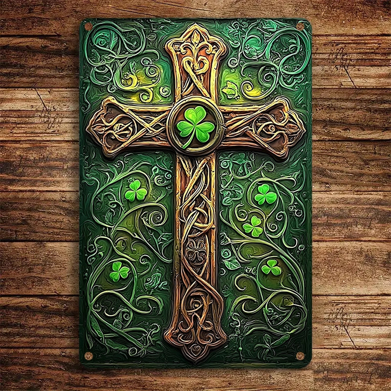 Shineful 2D Metal Sign Ancient Irish Knotwork Cross