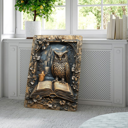 Shineful 2D Metal Sign Owl Reading