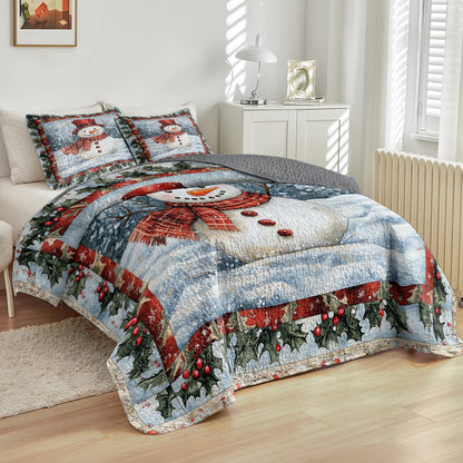 Shineful All Season Quilt 3-Piece Set Frosty Snowman