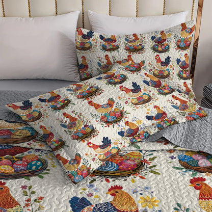 Shineful All Season Quilt 3-teiliges Set - Hühner- und Eiernest 