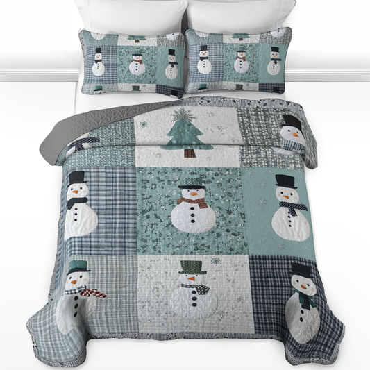 Shineful All Season Quilt 3-Piece Set - Snowy Gentlemen Patchwork