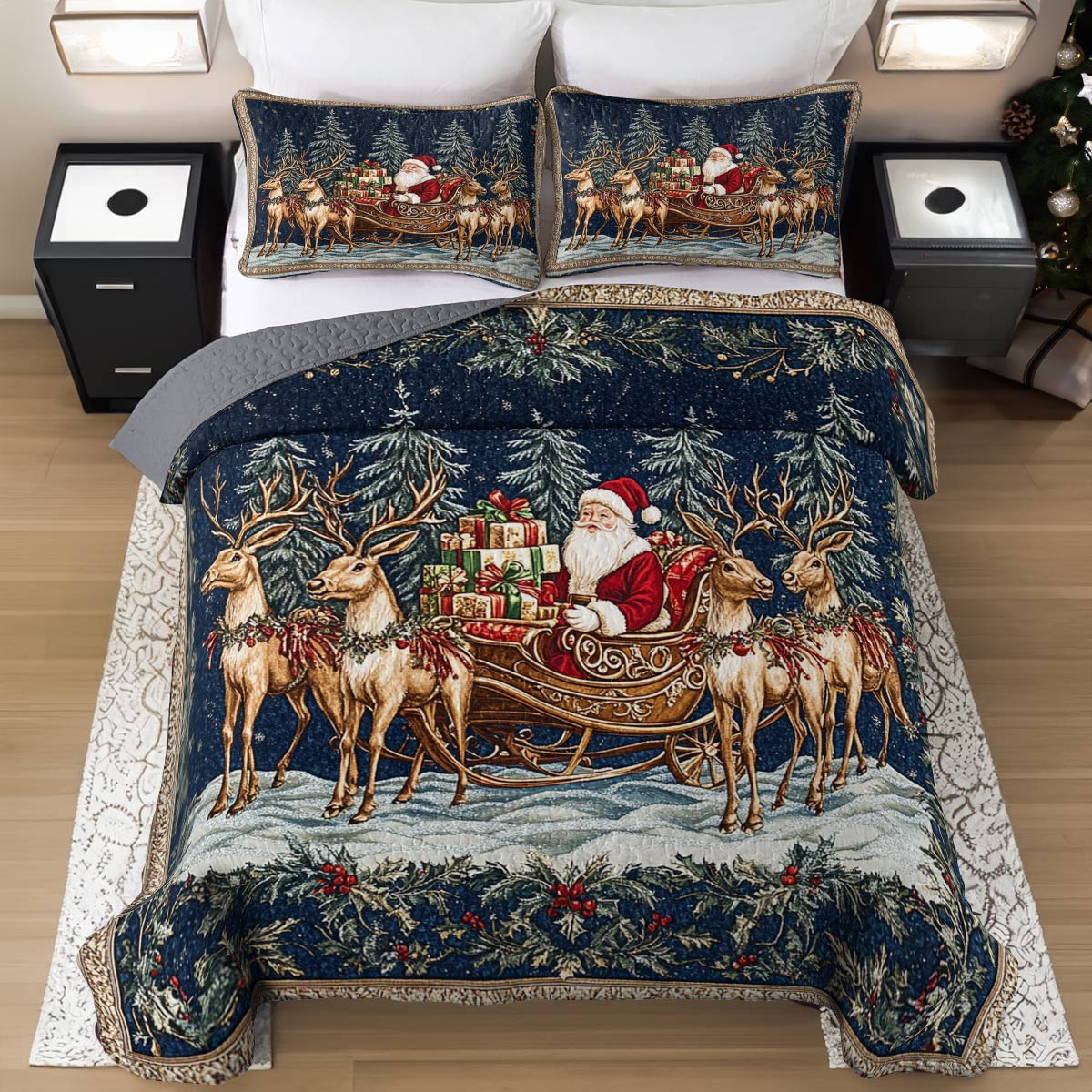 Shineful All Season Quilt 3-teiliges Set Klassische Weihnachten