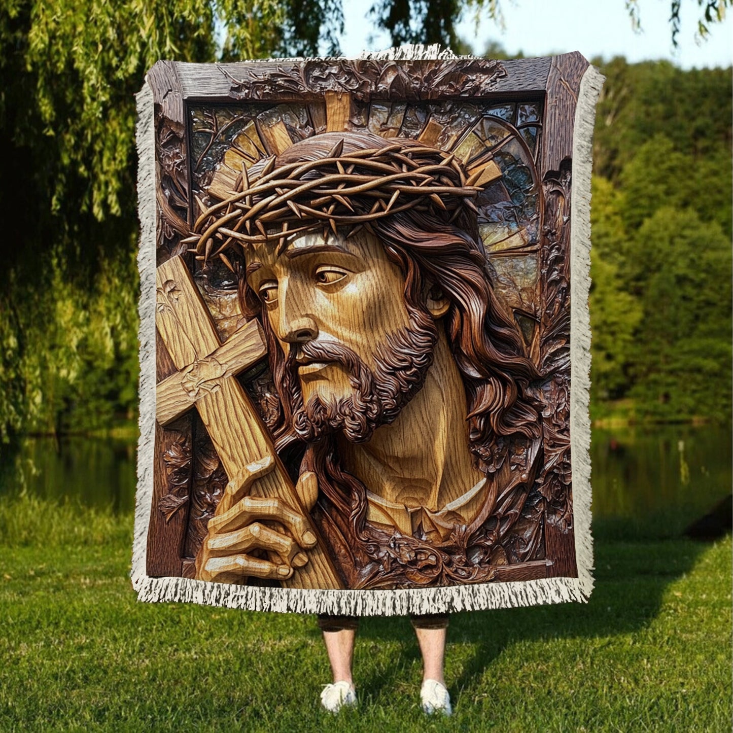 Shineful Woven Tapestry Throw Blanket Sacred Savior