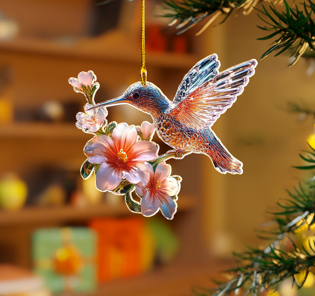 Shineful 2D Acrylic Ornament - Ethereal Hummingbird Elegance