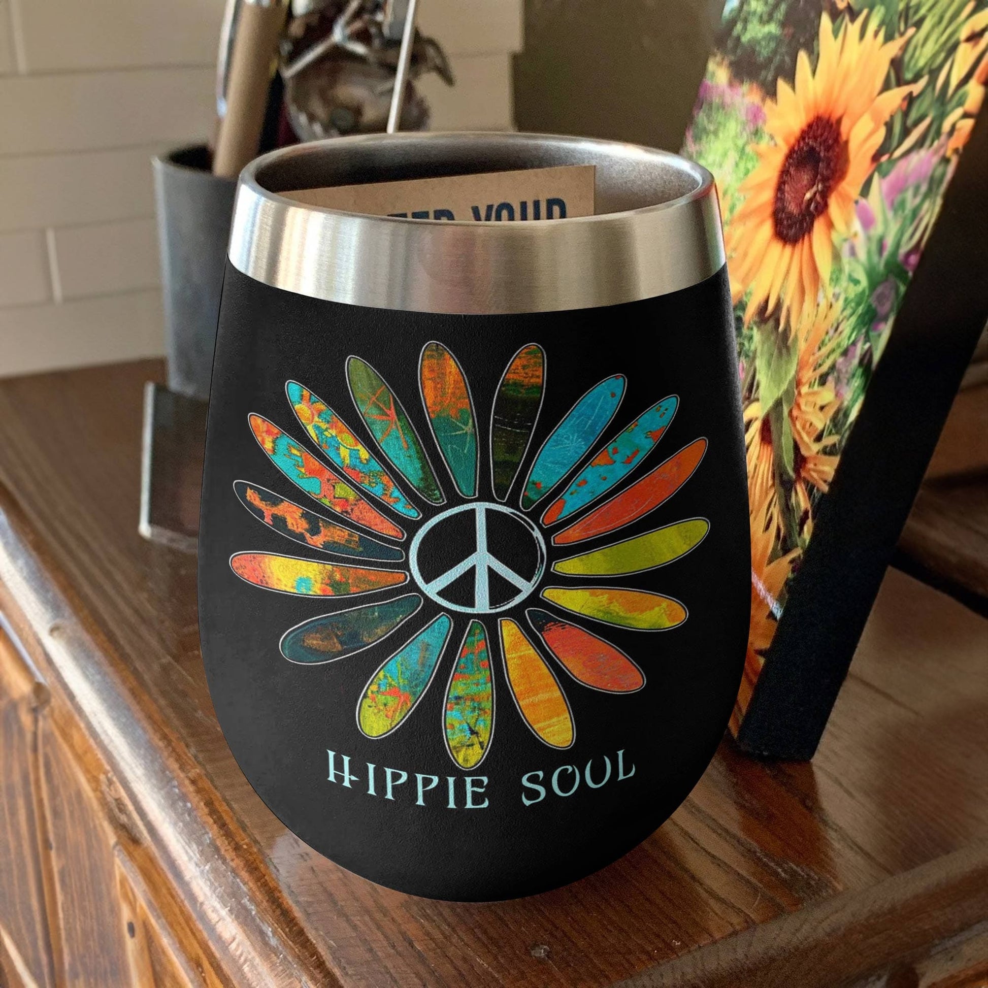 Hippie 12 Oz Shineful™ Wine Tumbler Soul Tl10 12Oz