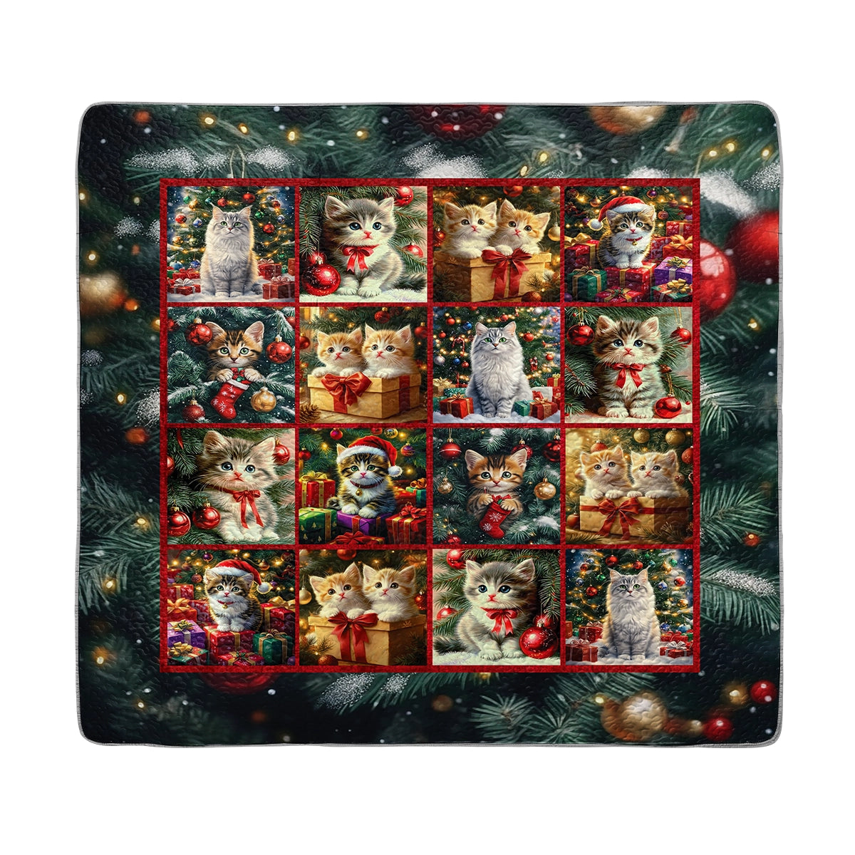 Shineful All Season Quilt 3-Piece Set - Kitten Christmas Cuddles