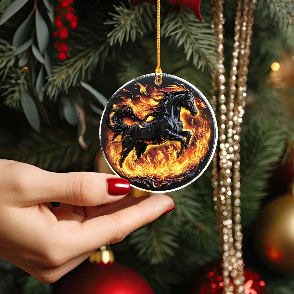 Shineful 2D Acrylic Ornament Blazing Fire Horse