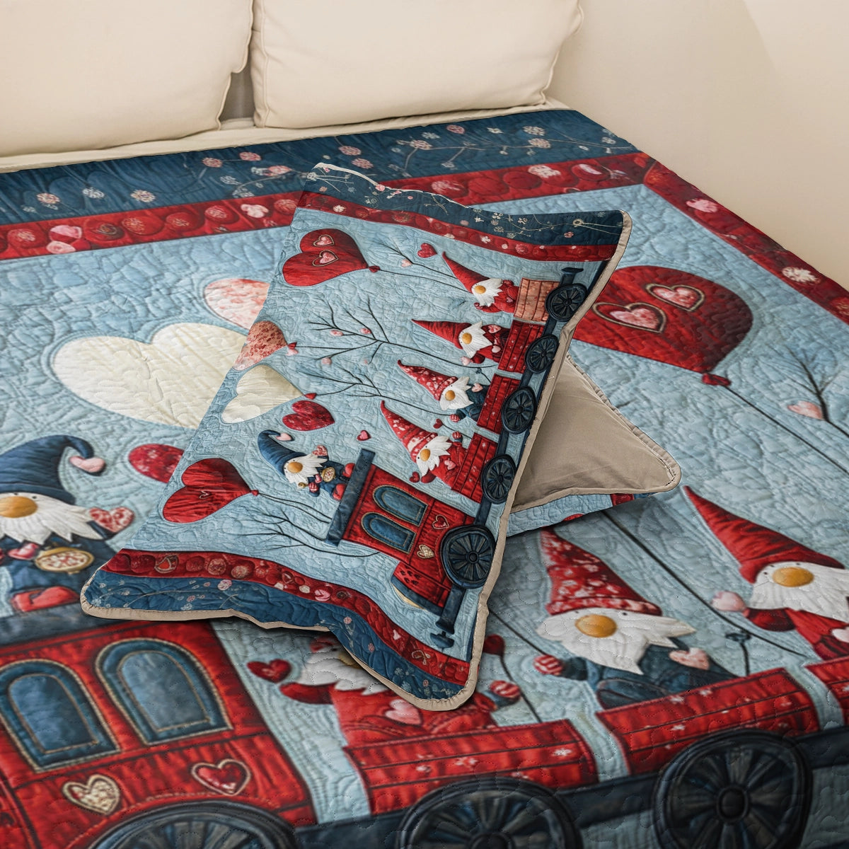 Shineful All Season Quilt 3-Piece Set Valentine's Gnome Express