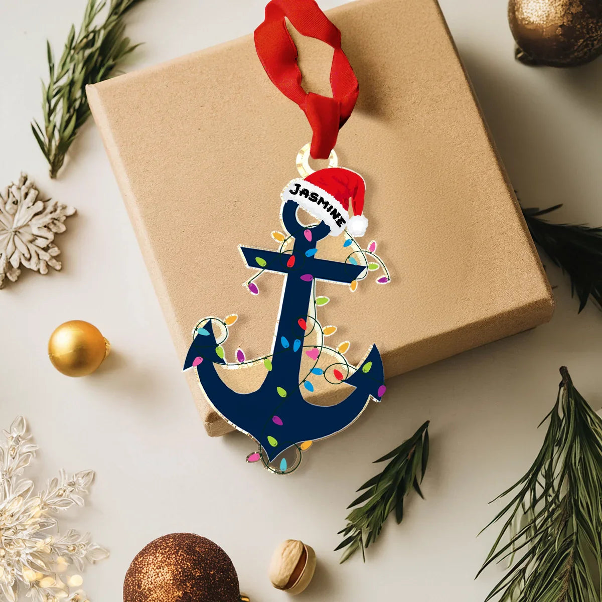 Shineful Acrylic Ornament Personalized Anchored in Christmas Cheer