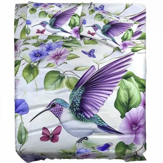 Ensemble de draps de lit Shineful 4 pièces Hummingbird Lovely