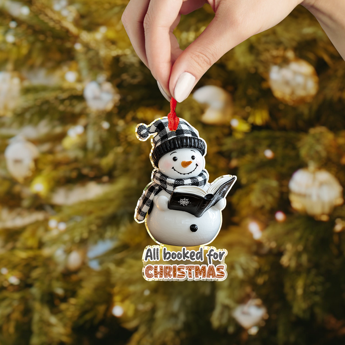 Shineful 2D Acrylic Ornament Snowman Holiday Bookworm