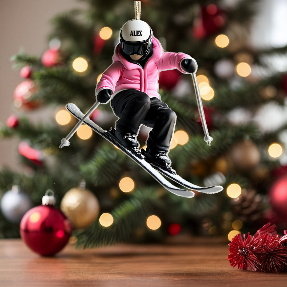 Shineful 2D Acrylic Ornament Personalized Skiing Fun