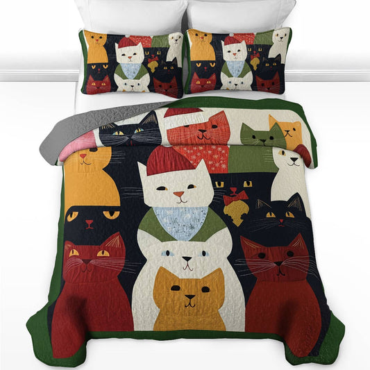 Shineful All Season Quilt 3-Piece Set - Christmas Cats