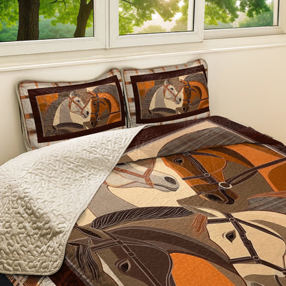 Shineful All Season Quilt 3-Piece Set Masterpiece In Horse