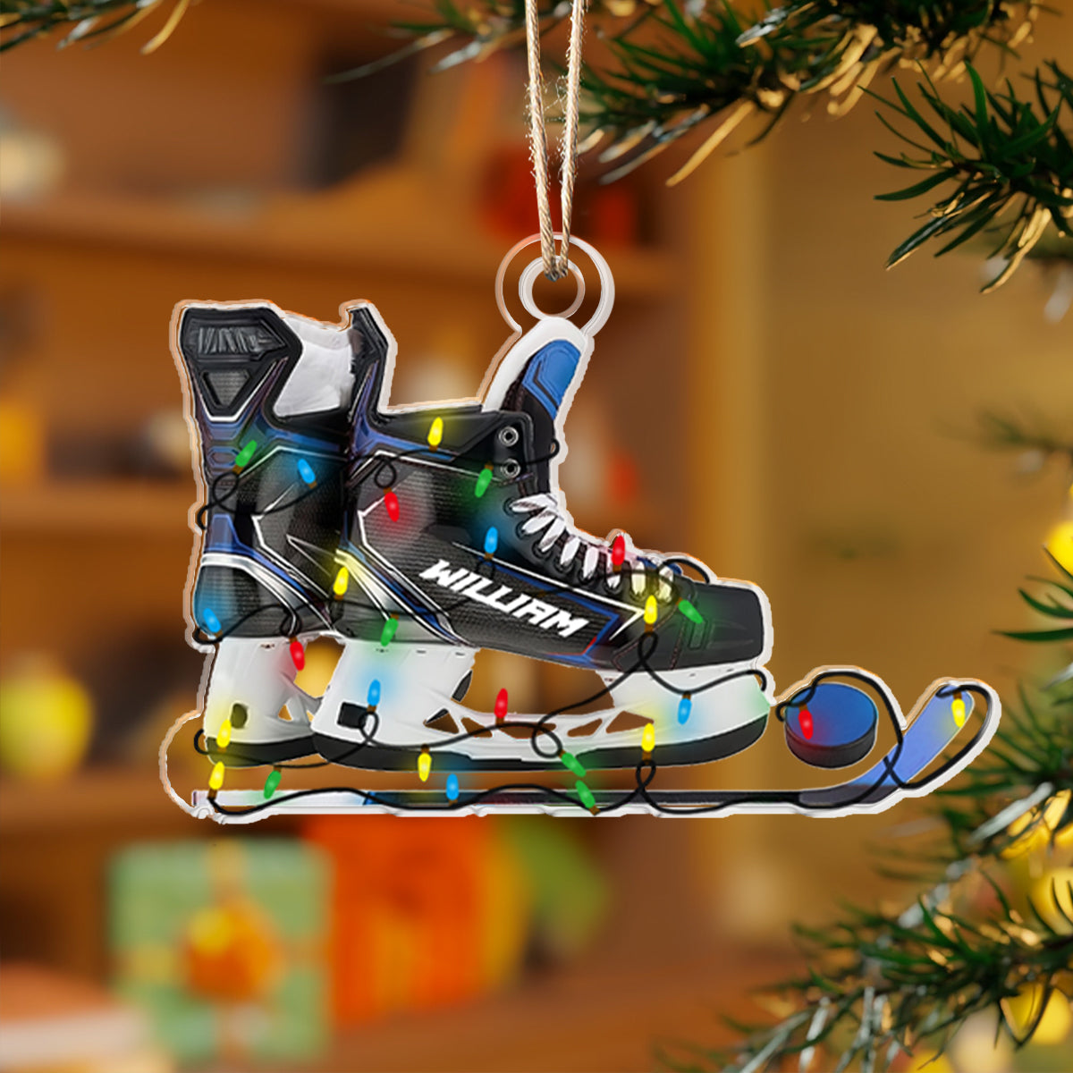 Shineful Personalized 2D Acrylic Ornament - Ice Hockey Skate Christmas