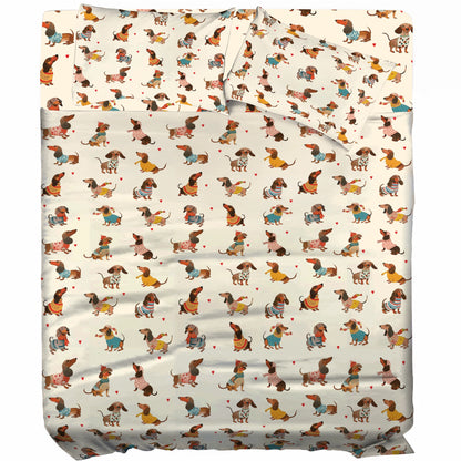 Shineful 4-Piece Bed Sheet Set Dachshund Fashion