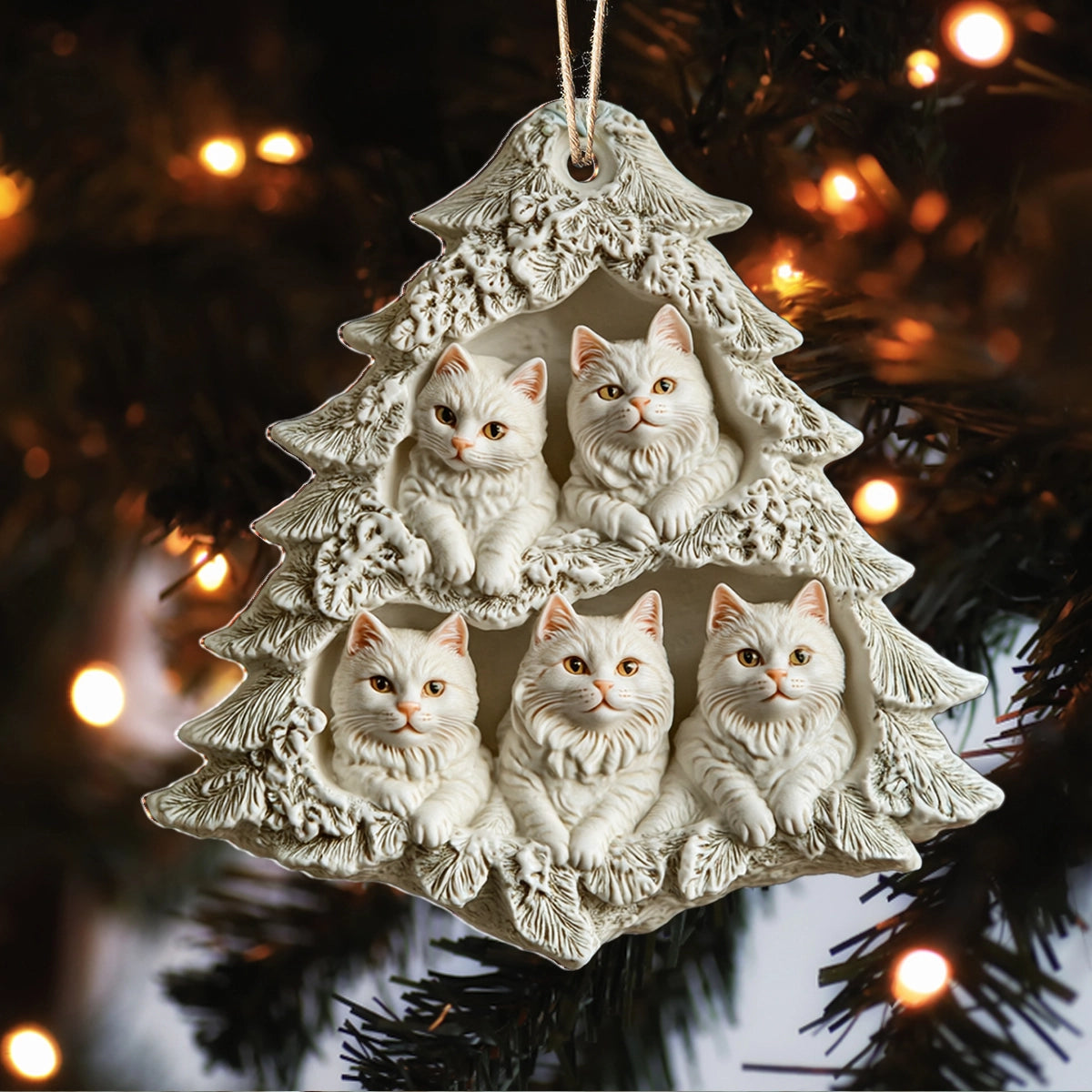 Shineful 2D Acrylic Ornament Winter Wonderland Cat Tree