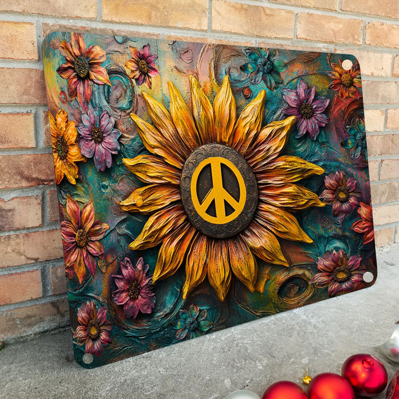 Shineful 2D Metal Sign Peaceful Sunflower Vibes