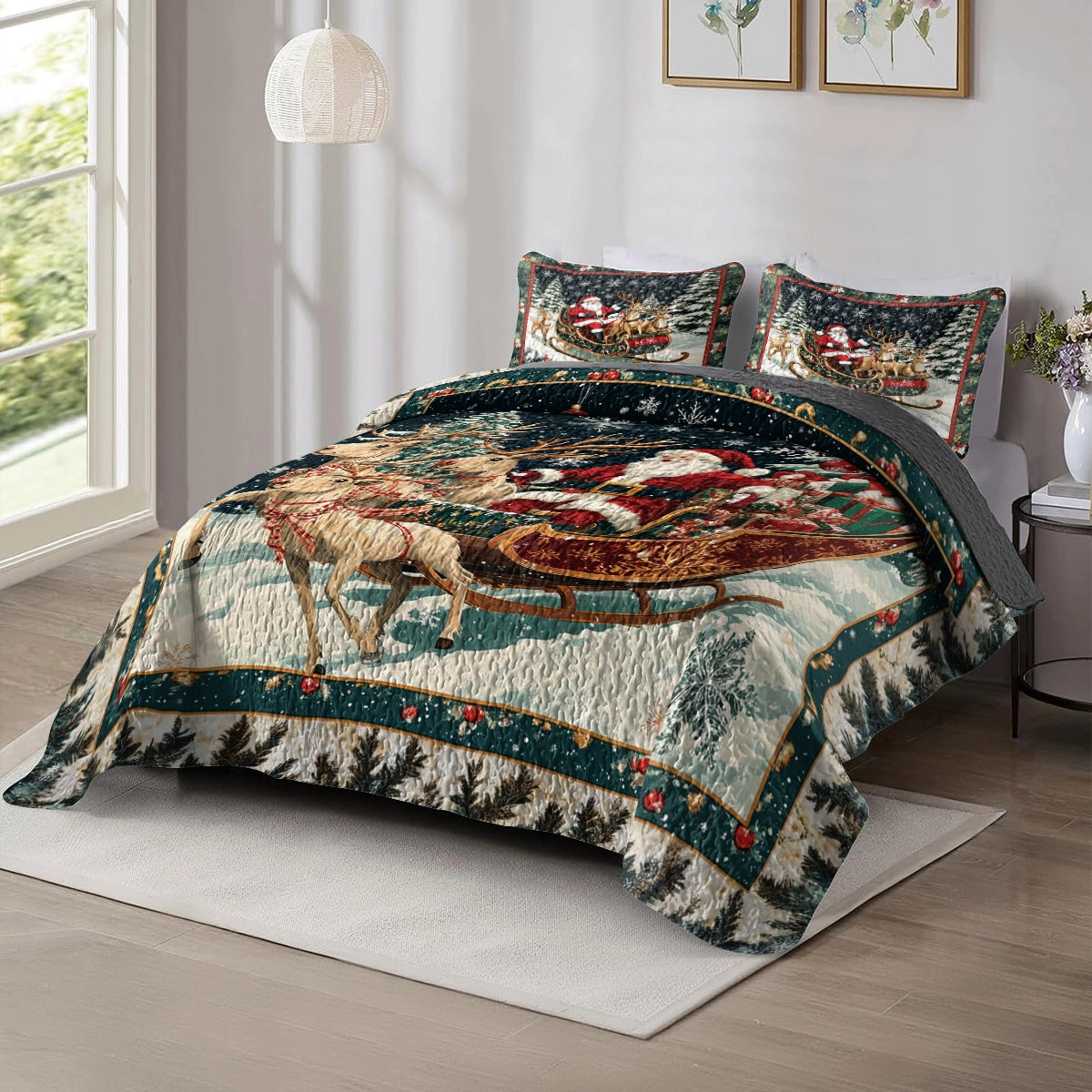 Shineful All Season Quilt 3-Piece Set - Christmas Sleigh Ride